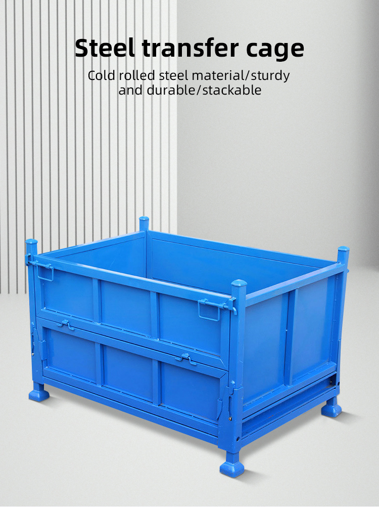 Heavy Duty Warehouse Steel Storage Cage Foldable And Stackable Customized Color