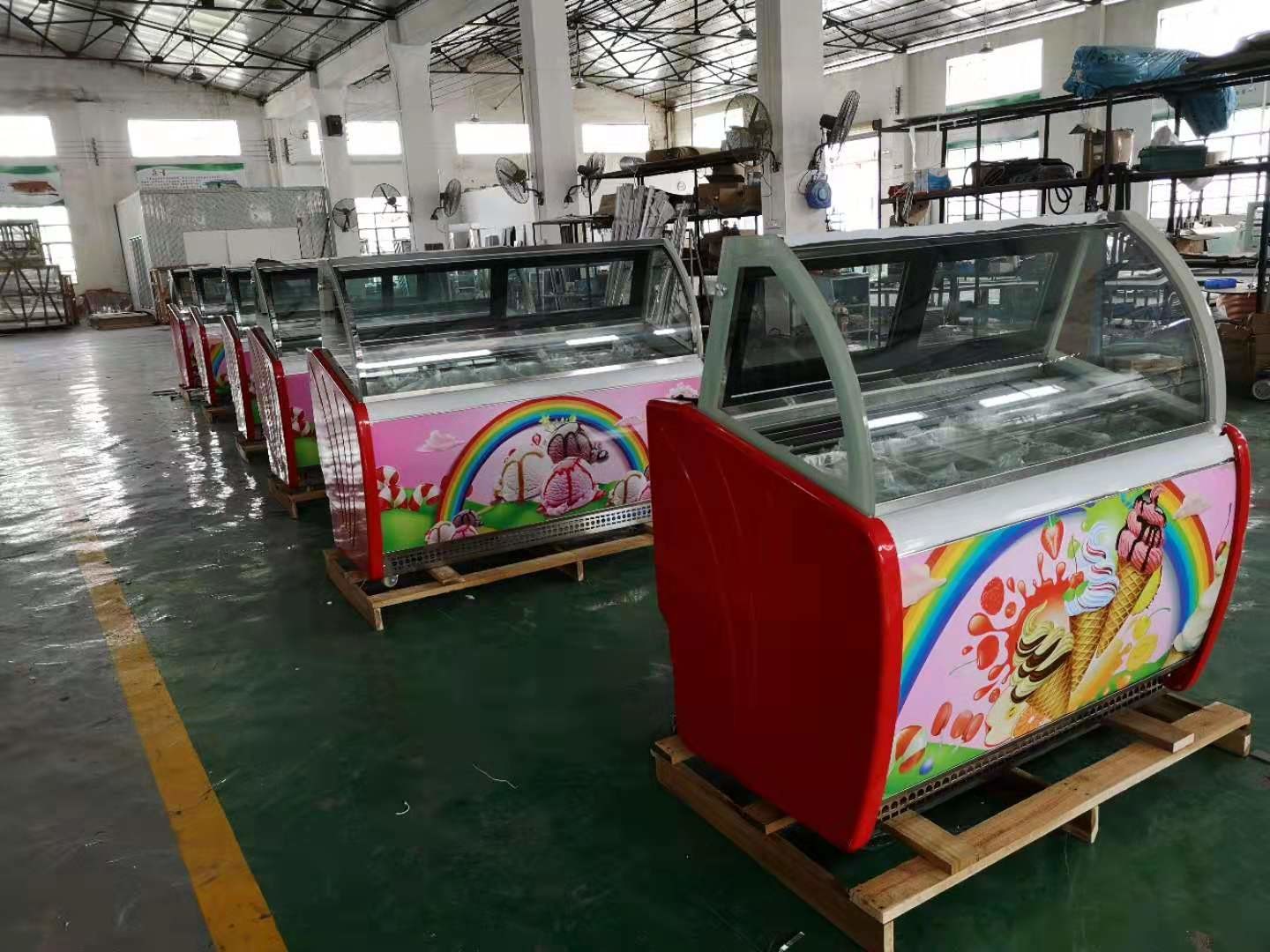 Commercial Double Row 10 Pans Ice Cream Display Freezer