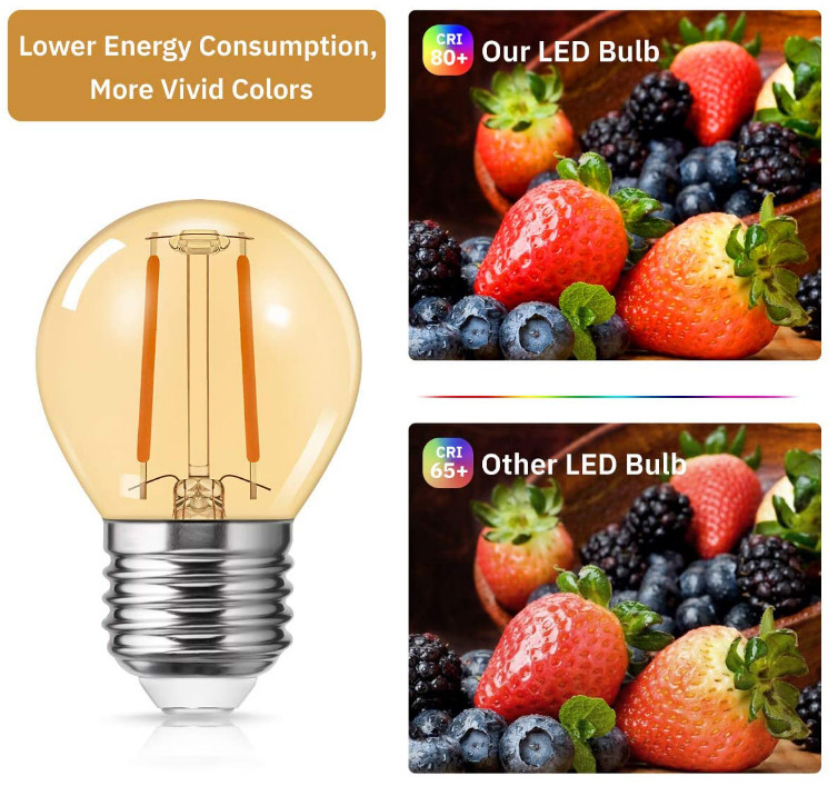 A45 LED Filament Bulb G45 Vintage Amber Light Bulbs For Party Decorative 2200k