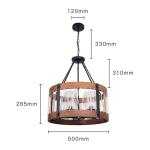 America Country Round Iron Wooden E27 Light Bulb Chandelier Pendant Lights(WH-VP