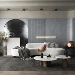 Nordic Minimalism Leather Sofa Set, Office, Bedroom, Innovative Arc Design,