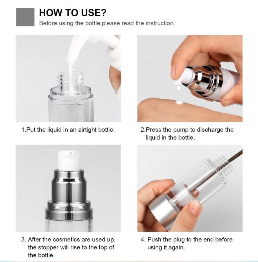 100ml Clear AS Plastic Airless Cosmetic Packaging Cream Serum Bottles