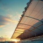 S235JR Prefabricated Steel Construction With 150mm Lightweight Roof For Sports