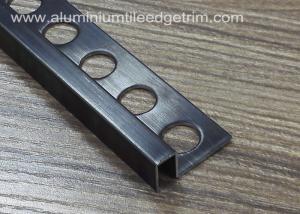 Brushed Stainless Steel Tile Trim Edging Black Square Shape 10mm For Corner Joint