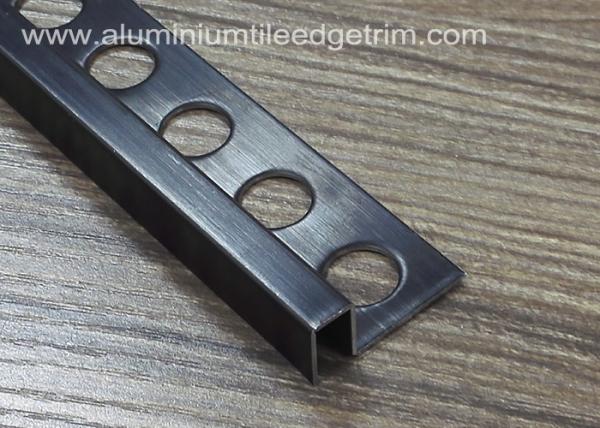 Cheap Brushed Stainless Steel Tile Trim Edging Black Square Shape 10mm For Corner Joint for sale