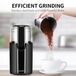 Black Powerful Motor Custom Coffee Grinder Stainless Steel Blades Beans Nuts