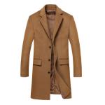 Regular Men's Woolen Coat Winter Solid Color Single-breasted Pocket Camel Male