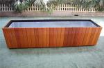 Waterproof Outdoor Large Planters , Steel And Solid Wood Square Flower Pots