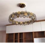 Modern chandelier lighting smoke gray glass round hanging lamp house lights(WH