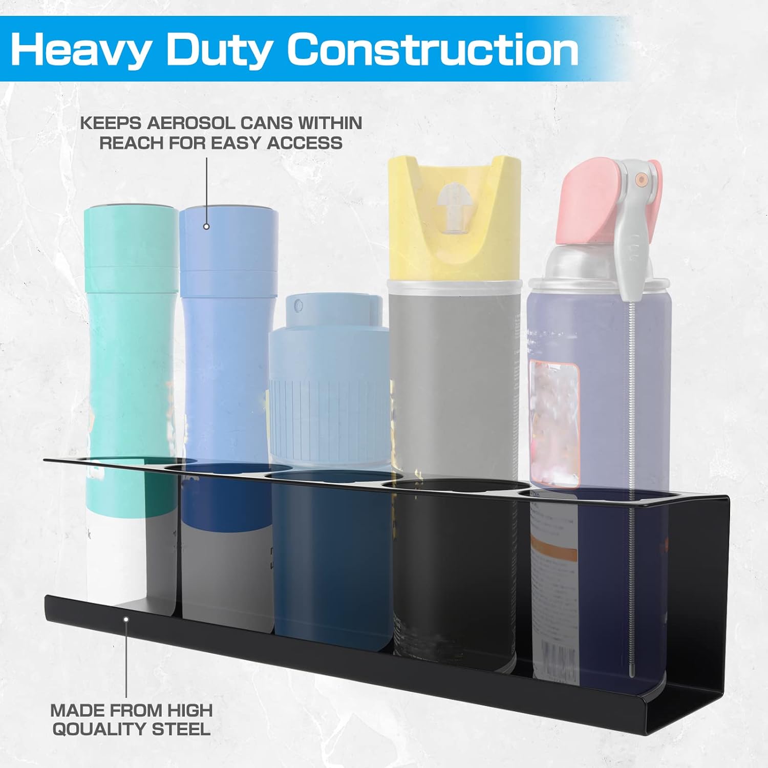 Wall Mounted Heavy-Duty Steel Storage Rack for Garage and Workspace 33.6cm x 10cm x 9cm