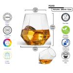 Diamond Shaped Tritan Stemless Wine Glasses PET Plastic Whisky Glass Non Toxic