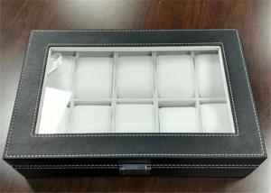 Quality MDF Covered Leather Mens Watch Display Case , Watch Collection Box 10 Slots wholesale