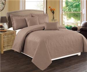 Quality Solid Color Quilts 5pcs 100% Polyester Bedding Set Cotton Touch Feel wholesale