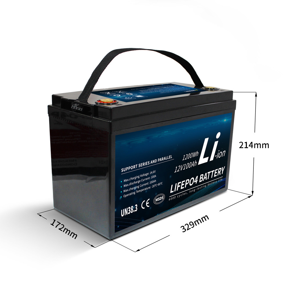 RV Backup Power 12V 100Ah Lithium LiFePO4 Battery Deep Cycle Built In BMS FCC UL