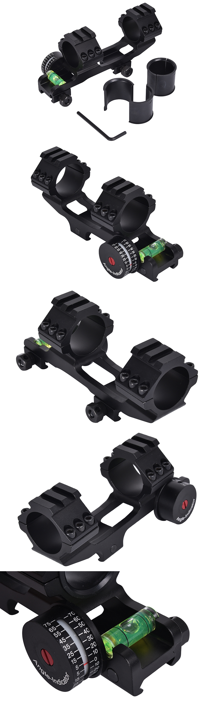 Scope Mount Matte Black Finish Dual Rings Bubble Level and Angle Indicator for 21mm