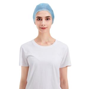 Quality Doctor Bouffant Disposable Non Woven Cap For Hospital Staff Blue PP With Ties wholesale