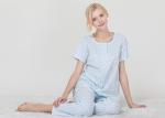 Small Rose Printed Ladies Short Pyjamas / Women'S Button Down Pajama Sets