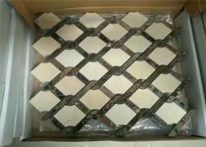 Quality Basketweave Natural Stone Mosaic Wall Tile For Living Room Crema Marfil Color wholesale