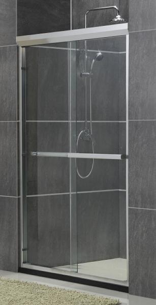 Sand Silver Two Sliding Glass Shower Doors Without Magnetic Seals Aluminum Ally