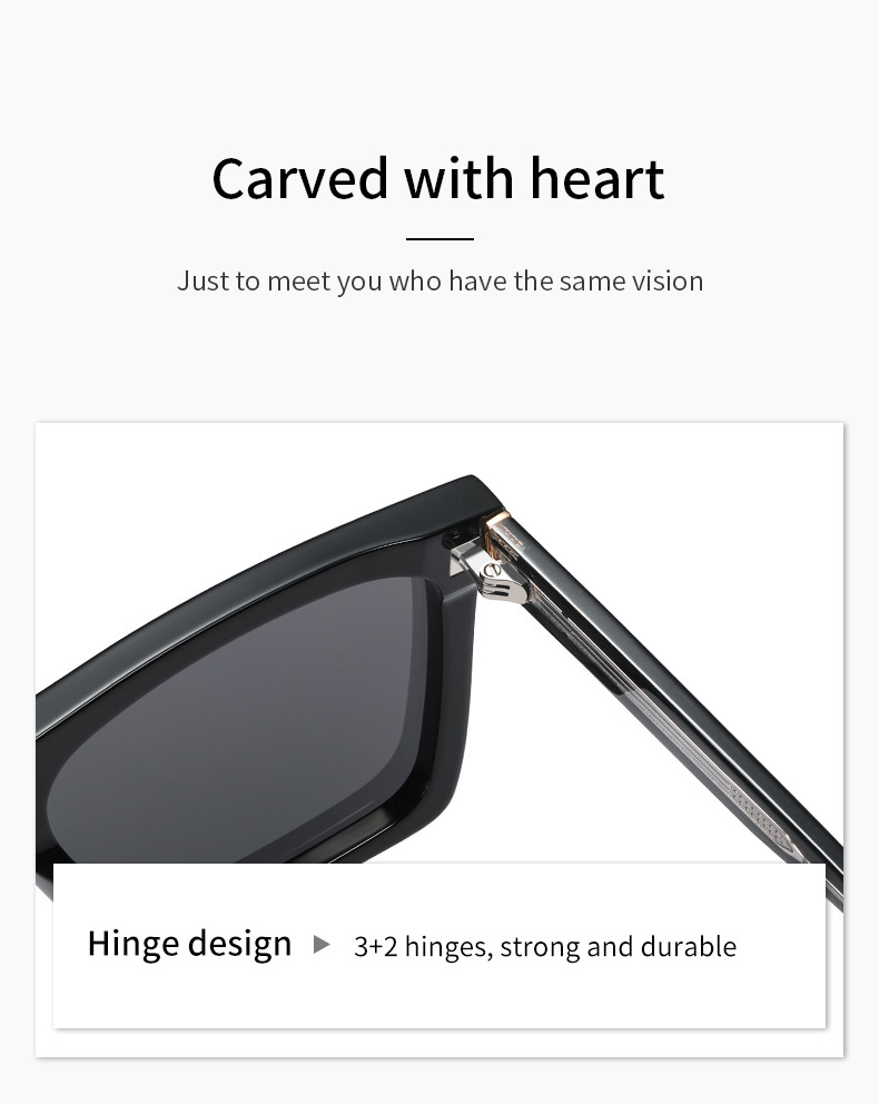 UV Blocking Square Acetate Sunglasses Large Frame Polarized Impact Resistant