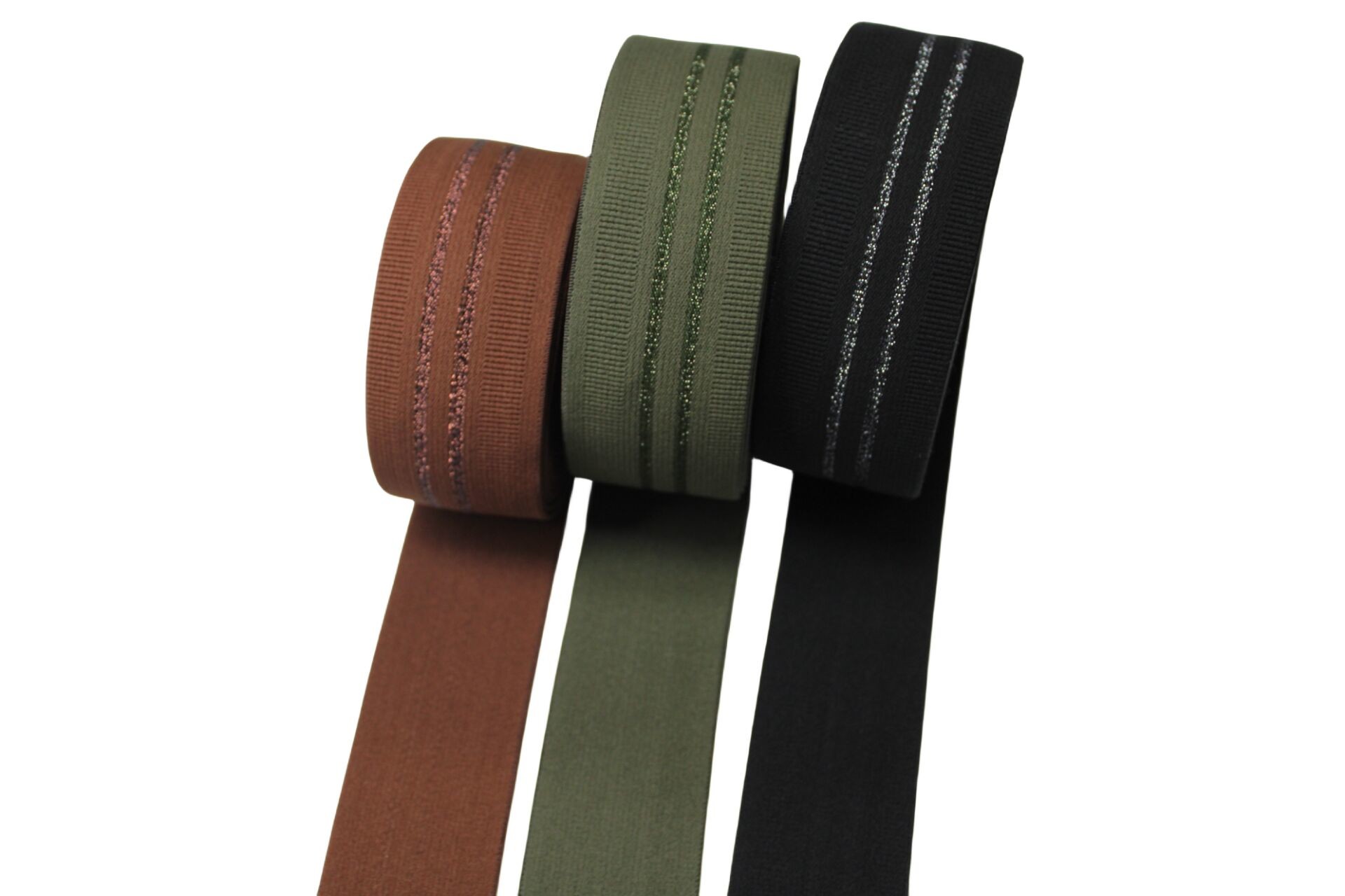 Custom Striped Nylon Golden Metallic Elastic Webbing for Cloth