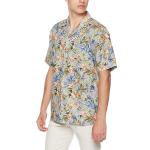 Floral Printed Linen Mens Short Sleeve Tropical Shirts OEM Business Casual