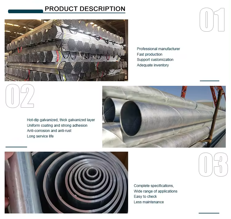 Non-Alloy Punching Processing Service GI Round Steel Pipe for Construction and Zinc Coating Steel Round Tube