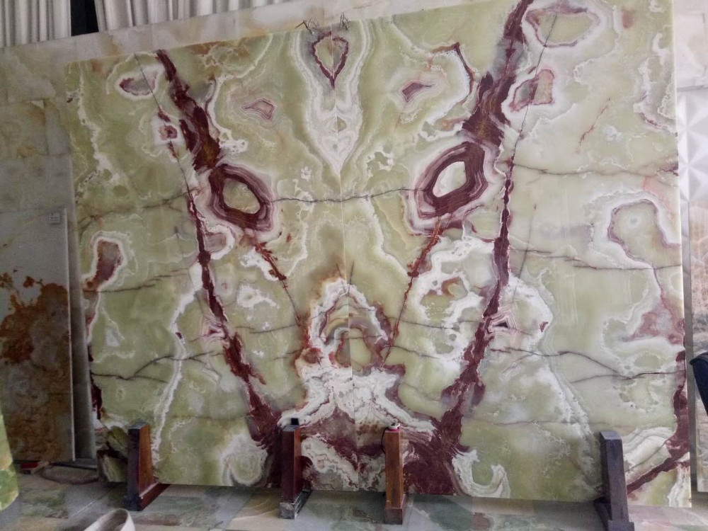 Green Jade Onyx Slab , Natural Onyx Mosaic Tile For Kitchen Floor
