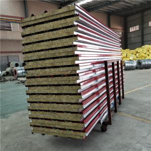 Quality 960mm steel strip red rock wool sandwich pane with waterproof cap wholesale