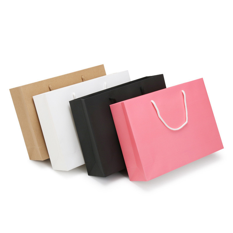 Large Flat CMYK PNTONE Recycled Kraft Paper Shopping Carrier Bags 4C Printing