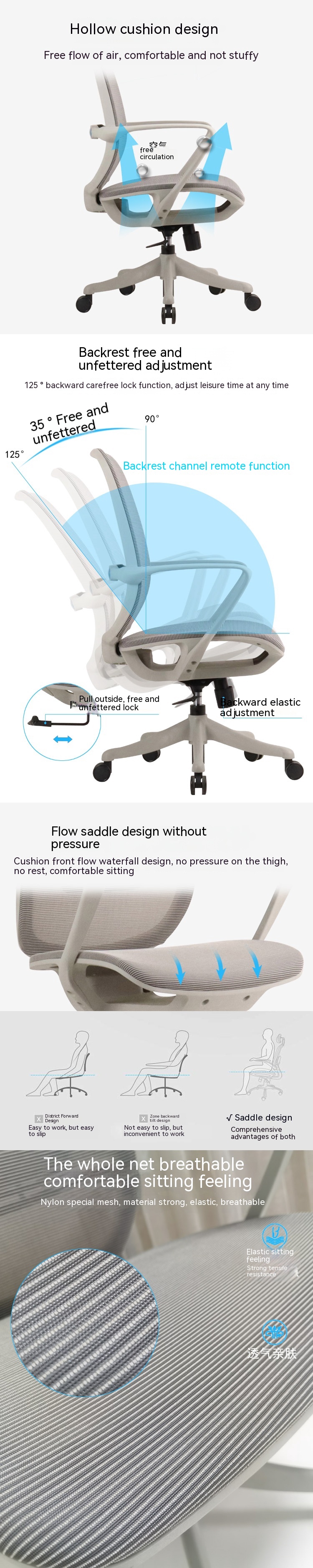 Adjustable Ergonomic Mesh Executive Office Chair with Swivel Wheels and Lumbar Support