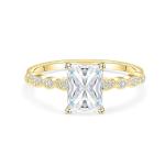 Vintage Handmade 18K Gold Baguette Cut Stone Engagement Ring Vintage Style for