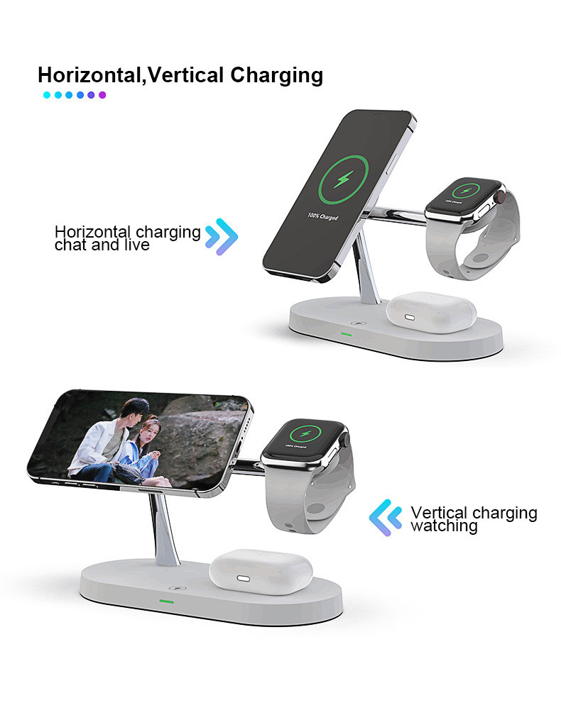 3W Earphone Charging 5-in-1 Magnetic Wireless Charger with USB Output CE/FCC/RoHS Approved