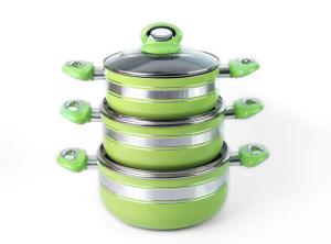 Quality Recyclable PFOA Free 3Pcs 40cm Aluminum Ceramic Stock Pot wholesale