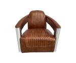 Vintage Geninue Leather Aviator Chair Aluminum Swivel Chair