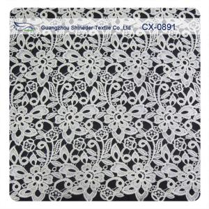 Quality Ivory Reapted Floral Embroidered Lingerie Lace Fabric , Eco Friendly Dyeing wholesale