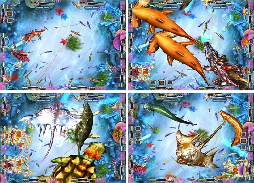 10 Players Kids Arcade Machine / Indoor Fishing King 10p Amusement Arcade Game Machine