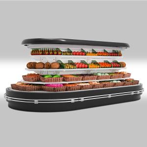 Quality R404A Oval Type Supermarket Refrigeration Equipments Multideck Display Chiller wholesale