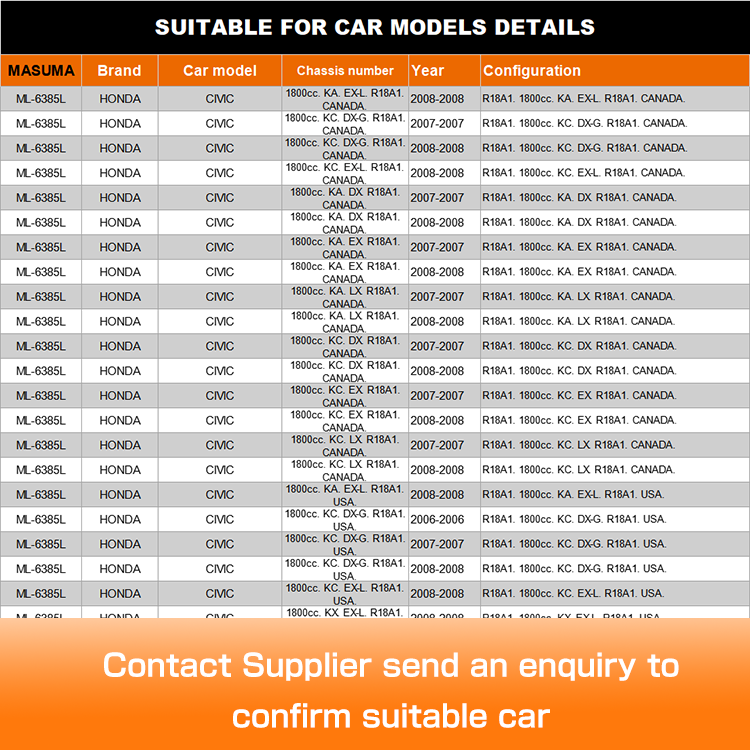 MASUMA ODM Auto Suspension Systems 52321SNAA01 52321-SNA-A01 for HONDA CIVIC HYBRID