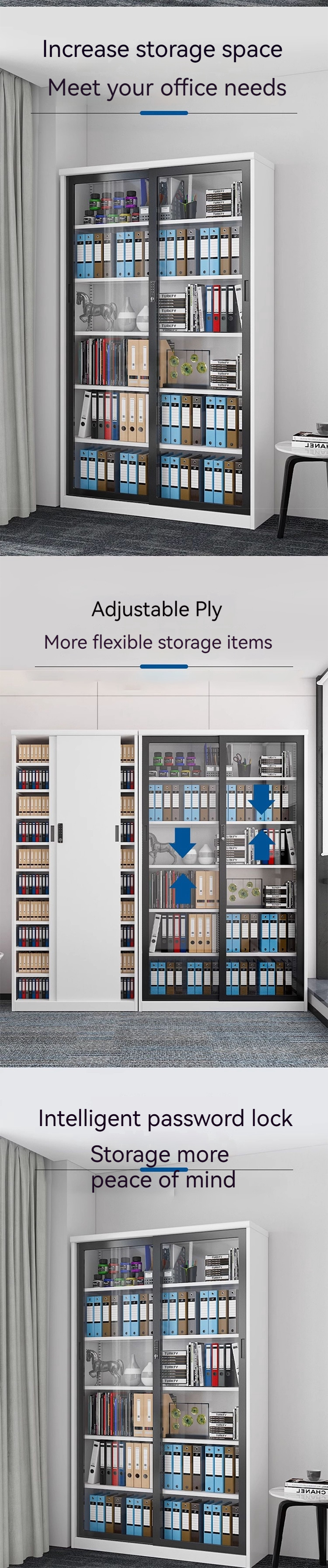 Commercial Furniture Modern Boss Cabinet Office Wooden File Combination Bookcase
