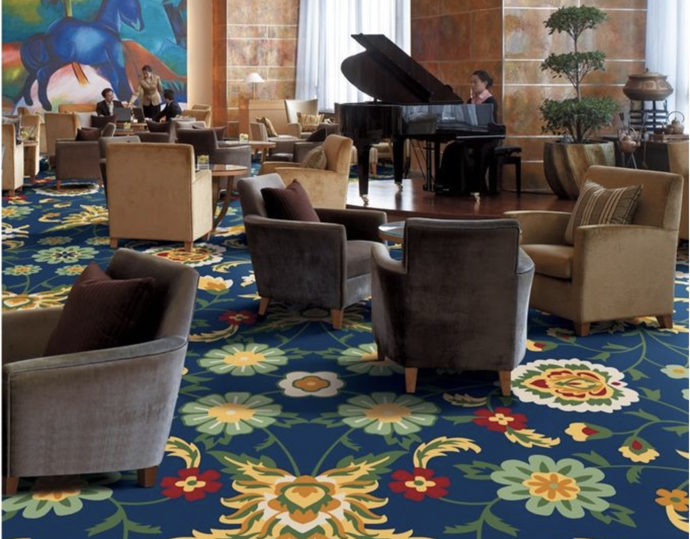 Commercial PVC Flooring New Zealand Wool With Nylon Material Eco - Friendly