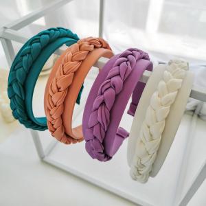 Quality Solid fabric braided hair accessories wide brim hair band ladies headband wholesale