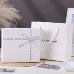 Cardboard Paper Luxury White Gift Box With Ribbon Wedding Party Souvenir Gift