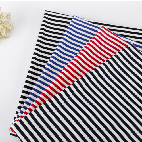 Skin Friendly 100 Cotton Striped Fabric , Sweatshirt 193cm Striped Lycra Fabric