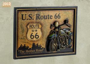 Quality Classic US Route 66 Wall Signs Wooden Wall Plaques Resin Motorcycle Wall Decor Pub Sign wholesale