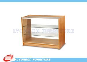 Quality MDF Full Vision Glass / Wooden Shop Cash Counter 3 Layers For Cash Payment wholesale