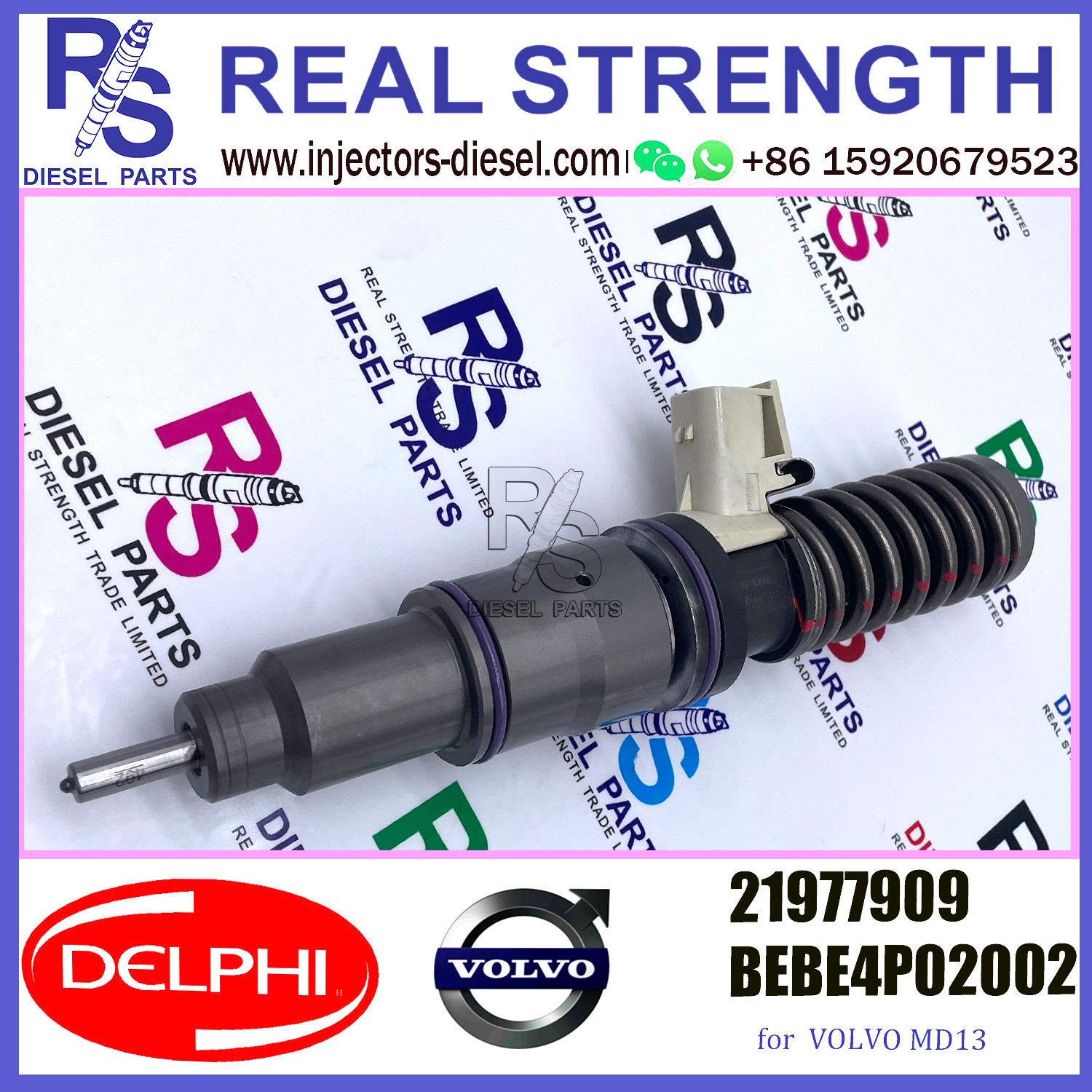 DELPHI 4pin injector 21977909 Diesel pump Injector V-O-L-V 21977909 BEBE4P02002 E3.27 for V-O-L-V MD13 EURO 6 LR