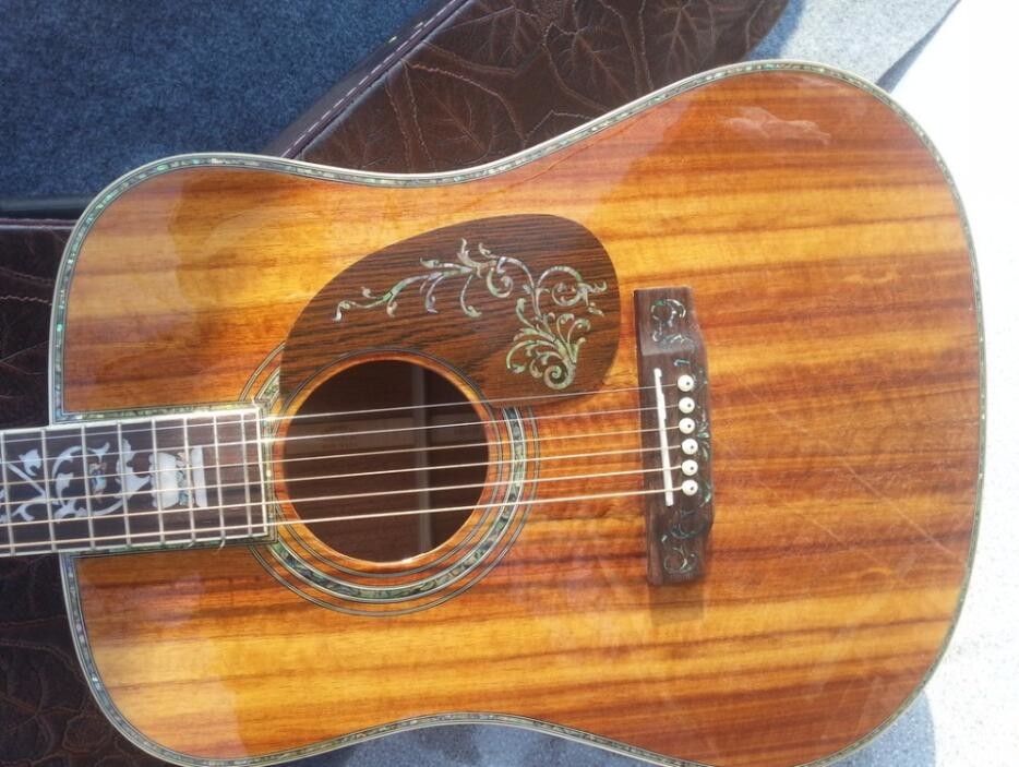 Round body classic acoustic guitar all koa wood guitar