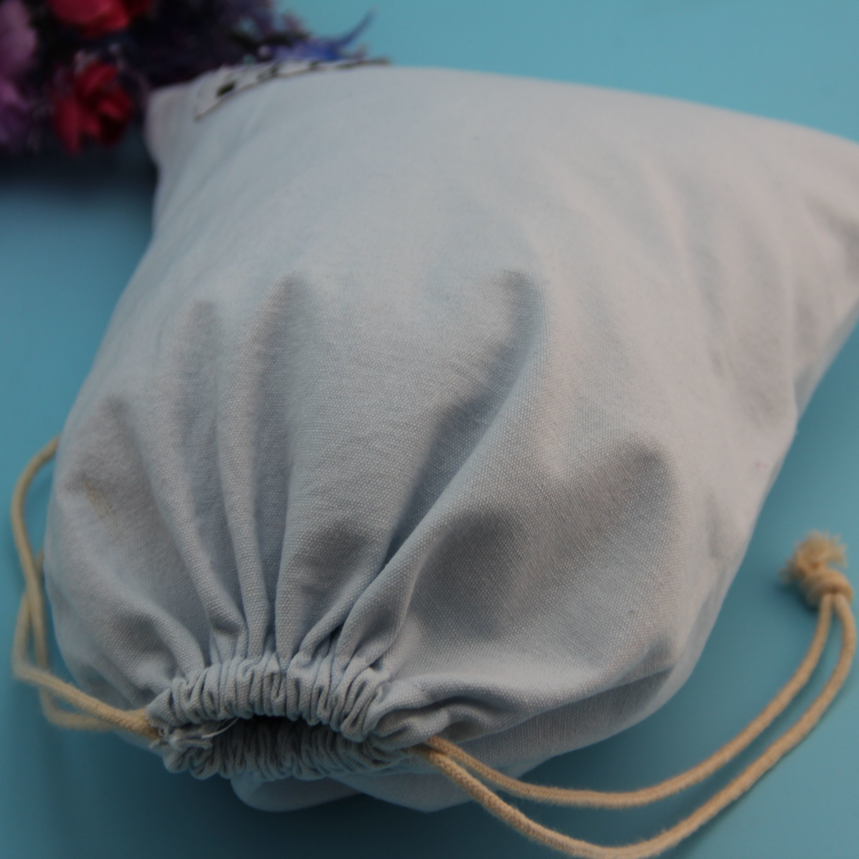 Soft Large Dust Bag For Dresses , Embossing White Cotton Drawstring Bag