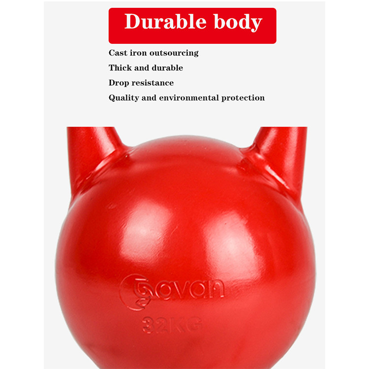 Orange Powder Coated 16kg Cast Iron Kettlebell Anti Corrosion